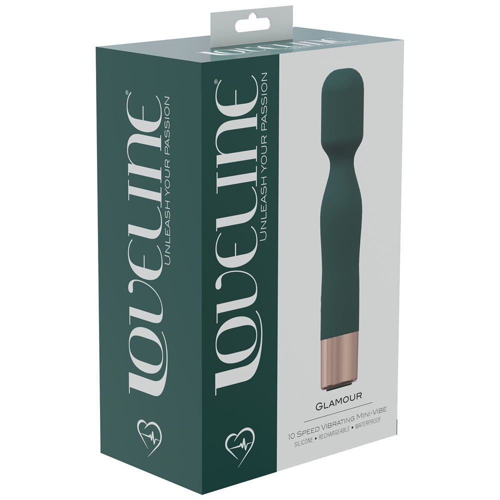 Loveline glamour - green - vibrating wand - clitoral stimulator -  box side view | Flirtybay